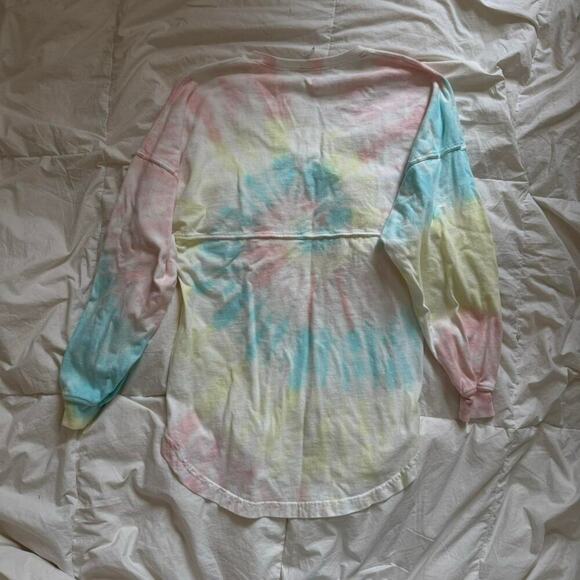 Spirit jersey Oversized XS pastel tye dye long sleeve   V neck comfy boho - Picture 7 of 8